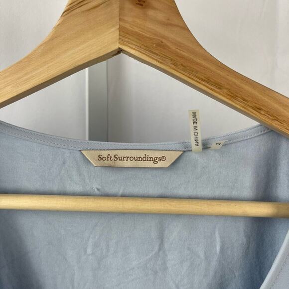 SOFT SURROUNDINGS M Tiered Poncho Overlay Top Sleeveless Tee Blouse Blue - Picture 3 of 5